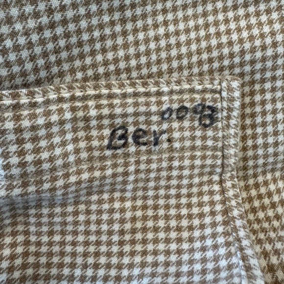 Land's End Tan/White Houndstooth Button Down Flannel Shirt Men's XL - Picture 12 of 14